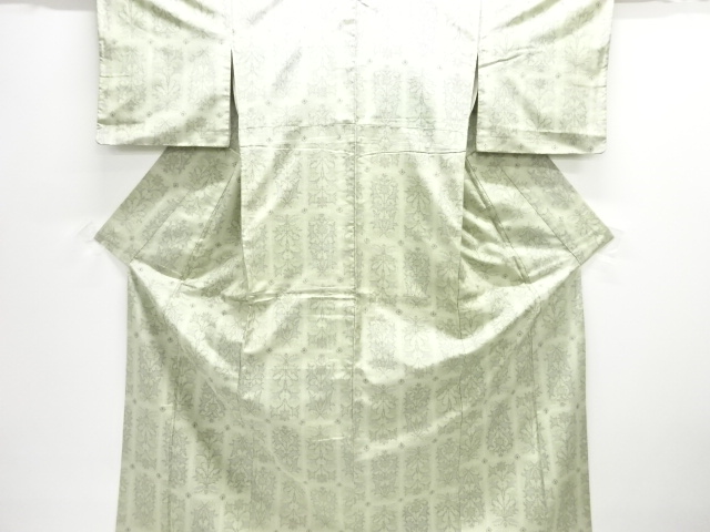 JAPANESE KIMONO / TOKAMACHI TSUMUGI / WOVEN GRID & FLOWER